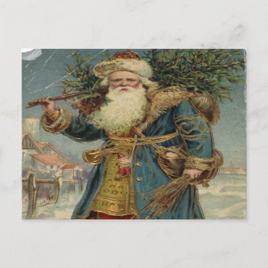 古いアートに戻る…サンタクロースと雪の多いクリスマス ポストカード (正面)