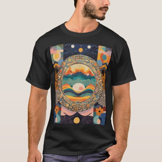 古いアートの日の出Tシャツ Tシャツ (正面)