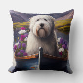 古いイギリスのシェプドッグのパドル:風光明媚な冒険 クッション (正面)