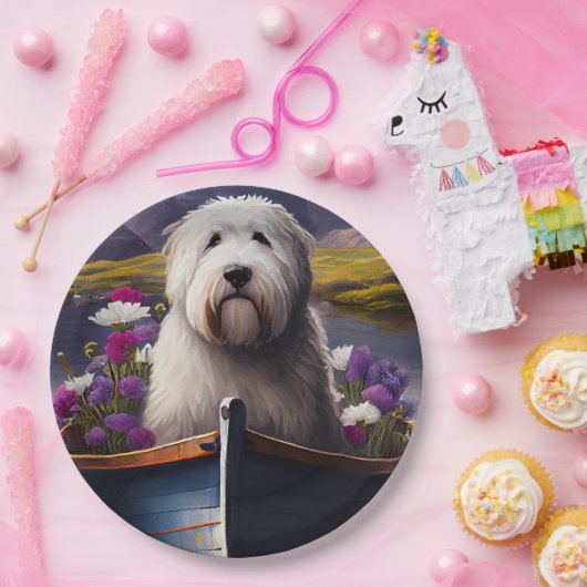 古いイギリスのシェプドッグのパドル:風光明媚な冒険 ペーパープレート (パーティー)