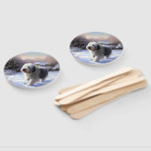 古いイギリスの牧羊犬が雪のクリスマスを過ごした ハンドファン (組立なし)