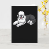 古いイギリスの牧羊犬 カード (黄色い花)