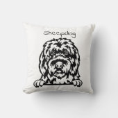 古いイギリスの牧羊犬 クッション (正面)