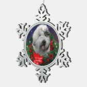 古いイギリスの牧羊犬 スノーフレークピューターオーナメント (右)