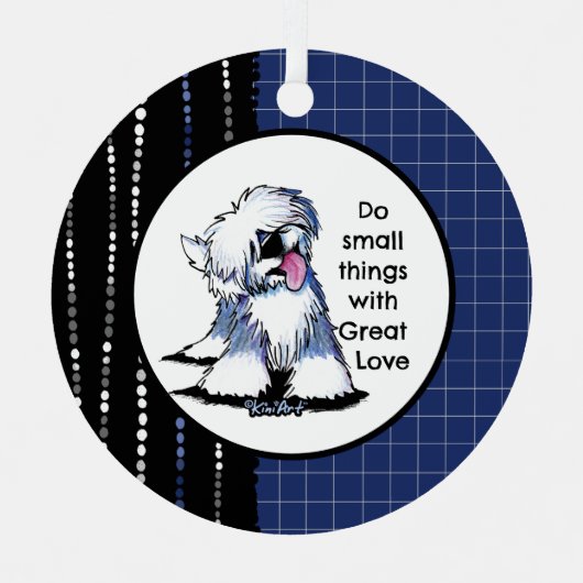 古いイギリスの牧羊犬 メタルオーナメント (正面)