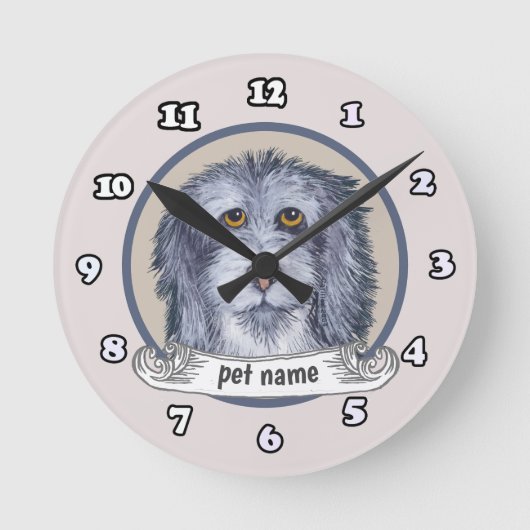 古いイギリスの牧羊犬 ラウンド壁時計 (正面)