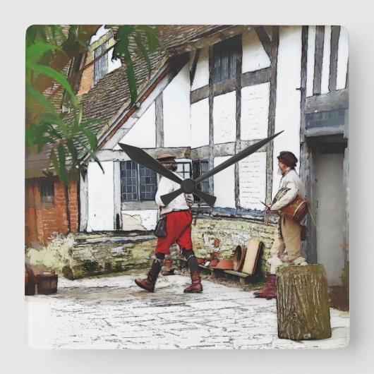 古いイギリス スクエア壁時計 (正面)