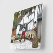 古いイギリス スクエア壁時計 (傾斜)