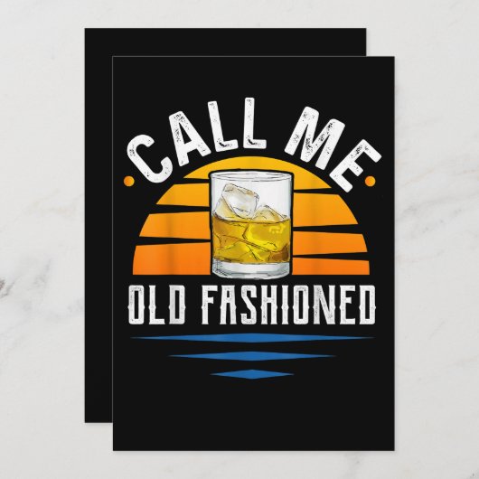 古いウイスキーファッションドバーおもしろいボン サンキューカード (正面/裏面)