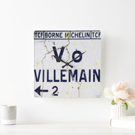 古いエナメルロフランスのードサイン。 スクエア壁時計 (ホーム)