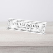 古いエレガント大理石の名前とタイトルテンプレート デスクネームプレート (正面)