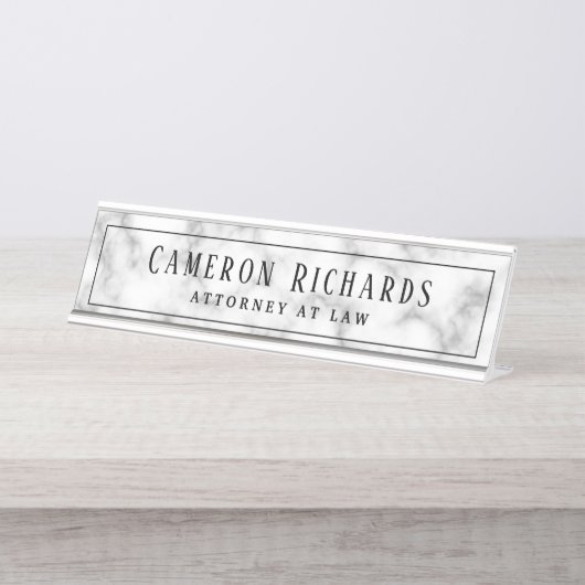 古いエレガント大理石の名前とタイトルテンプレート デスクネームプレート (正面)
