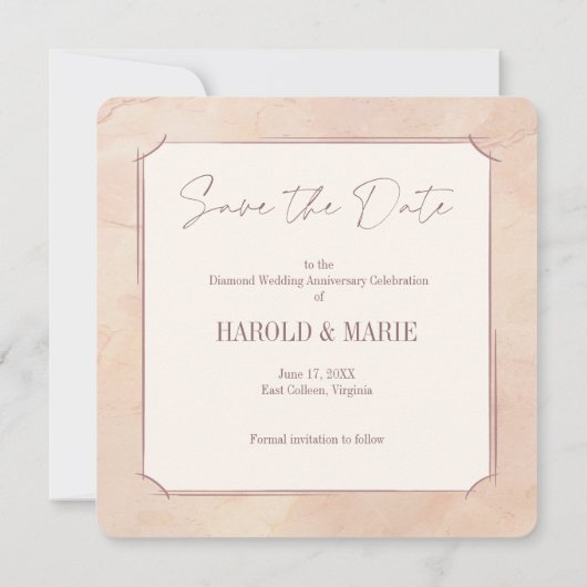 古いエレガント日付ファッションドカードの保存 招待状 (裏面)