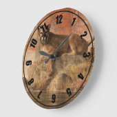 古いオオヤマネコ ラージ壁時計 (傾斜)