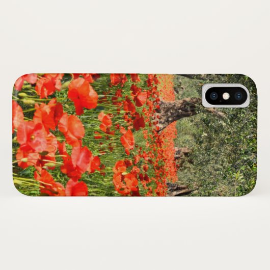 古いオリーブの下の赤いケシの花 Case-Mate iPhoneケース (裏面(横))