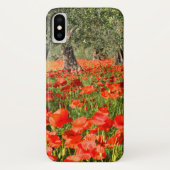 古いオリーブの下の赤いケシの花 Case-Mate iPhoneケース (裏面)