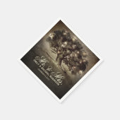 古いオークの木の素朴結婚な スタンダードカクテルナプキン (角)