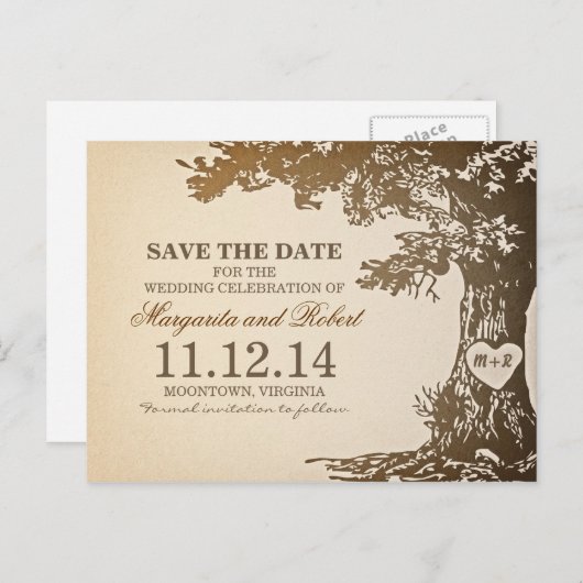 古いオークの木は日付はがきを保存する 案内ポストカード (正面/裏面)