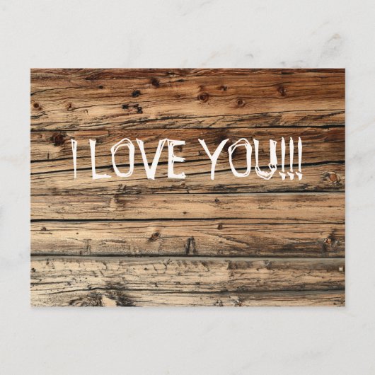 古いオーク材の木目の質感ラブカード ポストカード (正面)