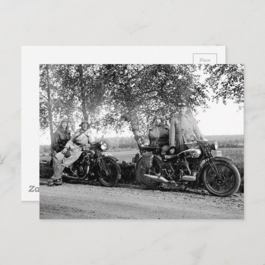 古いオートバイのヴィンテージの白黒の写真 ポストカード (正面/裏面)