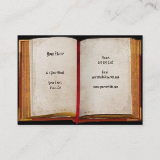古いオープンブック名刺 名刺 (正面)
