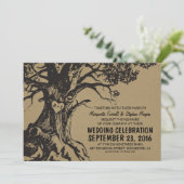 古いオ素朴ークの木の結婚式招待状 招待状 (スタンド正面)