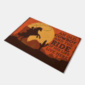 古いカウボーイと彼の人生のレトロ ドアマット (アングル)