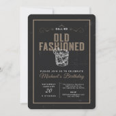 古いカクテルの誕生日ファッションドパーティーに電話 招待状 (正面)
