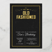 古いカクテルバースデーパファッションドーティに電話する金ゴールド 箔招待状 (正面)