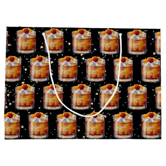 古いカクテルファッションド ラージペーパーバッグ (裏面)