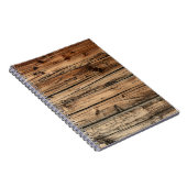 古いカシ木質の背景のノート ノートブック (右側)