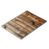 古いカシ木質の背景のノート ノートブック (左側)