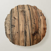 古いカシ木質の背景の円形の枕 ラウンドクッション (正面)