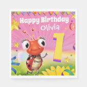 古いカスタムな誕生会の紙ナプキンの女の子1yr スタンダードランチョンナプキン (正面)