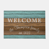 古いカスタムヴィンテージ風化木製の厚板パターン ドアマット (正面)