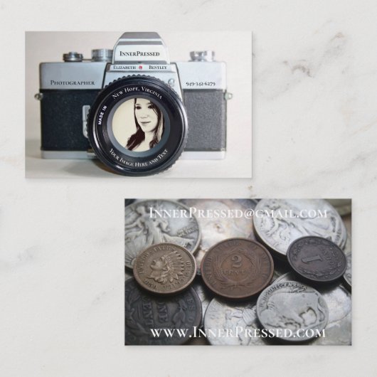 古いカメラが写真を撮る 名刺 (正面/裏面)