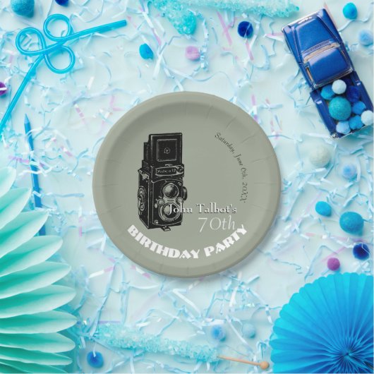 古いカメラの第70誕生会の紙皿1 ペーパープレート (パーティー)