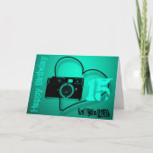 古いカメラ15番目の誕生日カパーソナライズされたード カード (正面)