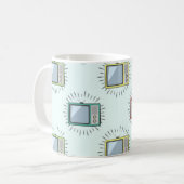 古いカラフルテレビパターン コーヒーマグカップ (正面左)