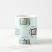 古いカラフルテレビパターン コーヒーマグカップ (中央)