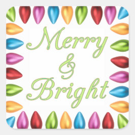 古いカラフル大きファッションドいクリスマス電球 スクエアシール