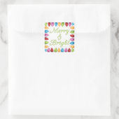 古いカラフル大きファッションドいクリスマス電球 スクエアシール (バッグ)