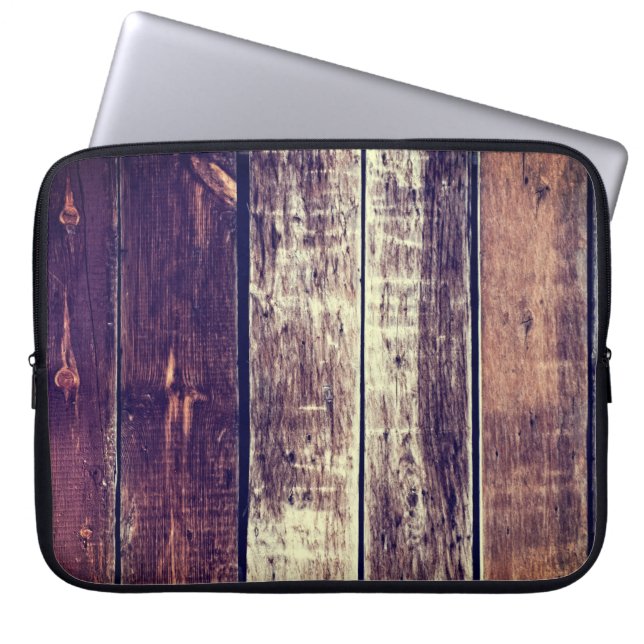 古いカラフル木材の背景 – ヴィンテージ濃い黄色 ラップトップスリーブ (正面)