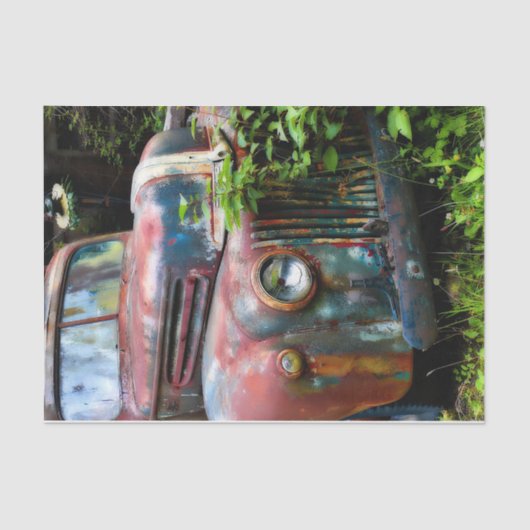 古いカラフル錆びたトラック 薄葉紙 (正面)