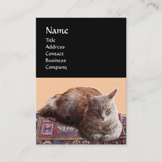 古いカーペットモノグラム上のトルコ猫 名刺 (正面)