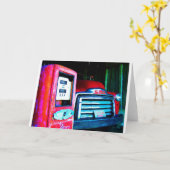 古いガソリンスタンド及びGMCの農業のトラック カード (黄色い花)