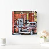 古いガソリンスタンド スクエア壁時計 (ホーム)