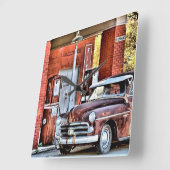 古いガソリンスタンド スクエア壁時計 (傾斜)