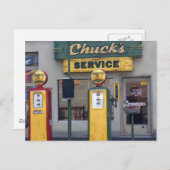 古いガソリンスタンド ポストカード (正面/裏面)