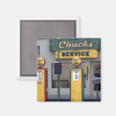 古いガソリンスタンド マグネット (正面/裏面)